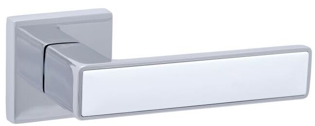Ручки дверные SAFITA Mirror HT WP/CP хром/белая вставка (на межкомнатные и входные двери)