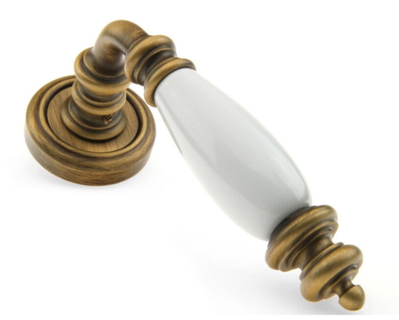 Ручки на двері міжкімнатні FADEX Siena Ceramic V B02 бронза матова/біла кераміка