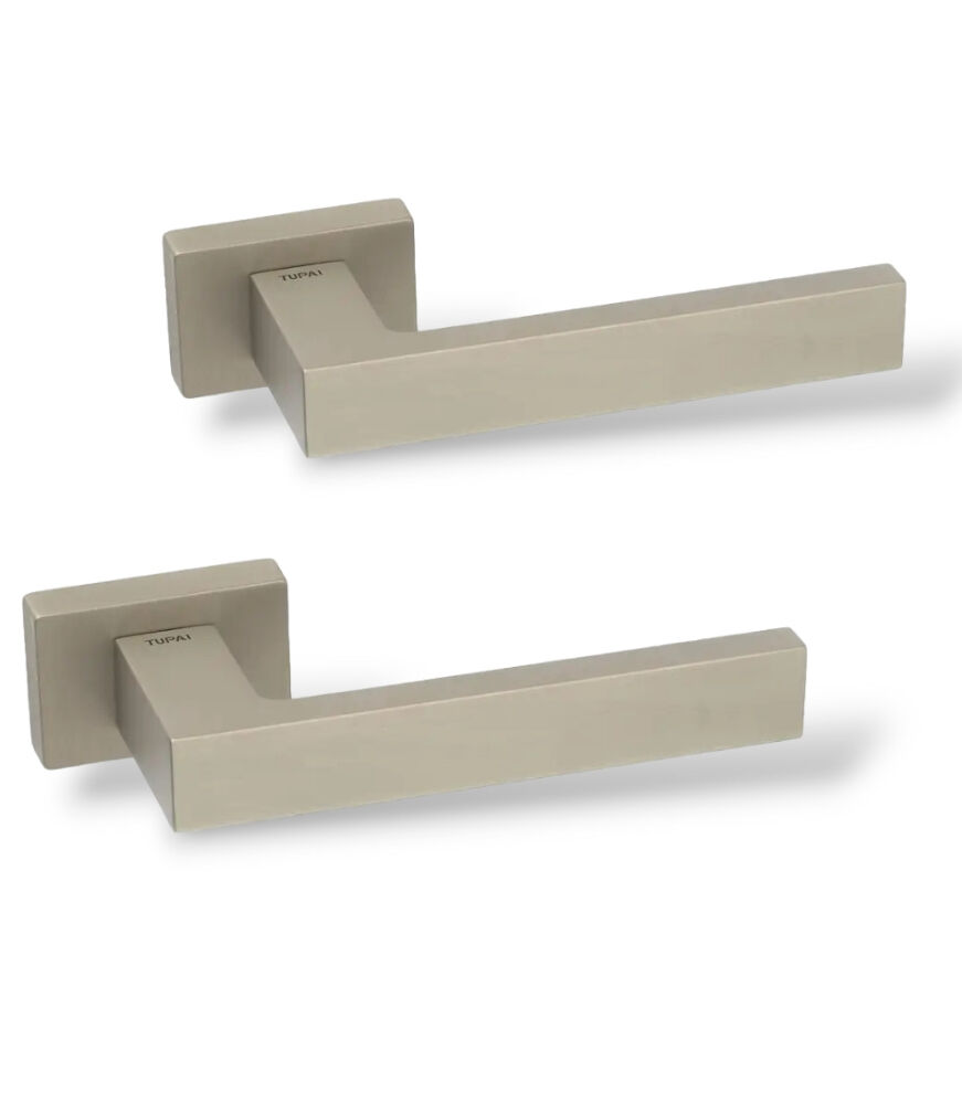 Дверные ручки TUPAI SQUARE 2275RT-142 никель матовый (для входных и межкомнатных дверей)