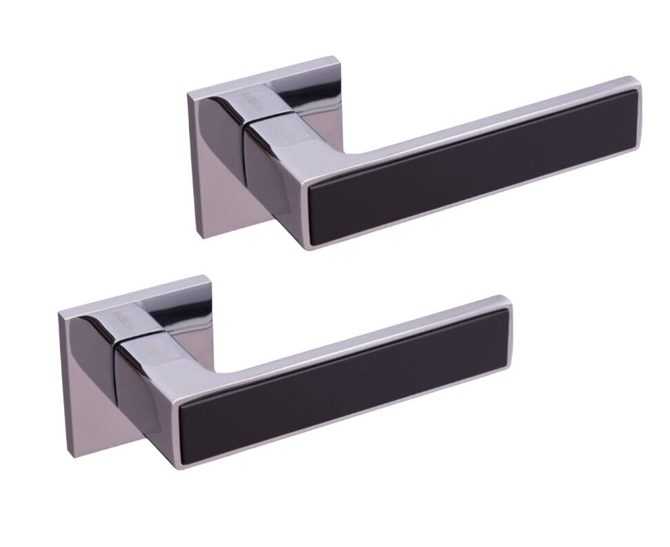 Ручки дверные GENRICH R77.225 CP/BLACK хром/ черная вставка (для межкомнатных/входных дверей)