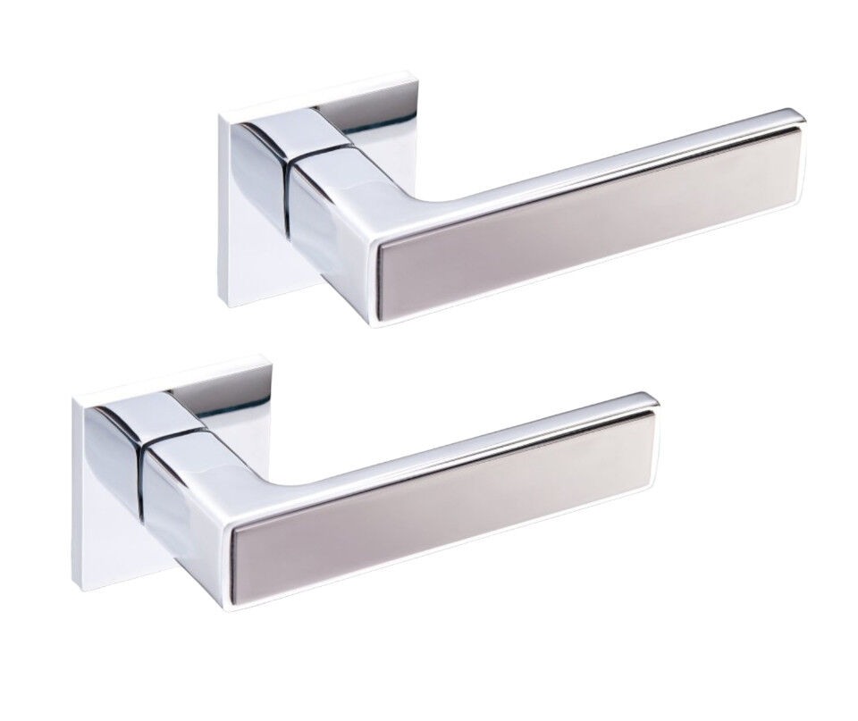 Ручки дверные GENRICH R77.225 CP/MSN хром/ никель вставка (для межкомнатных/входных дверей)
