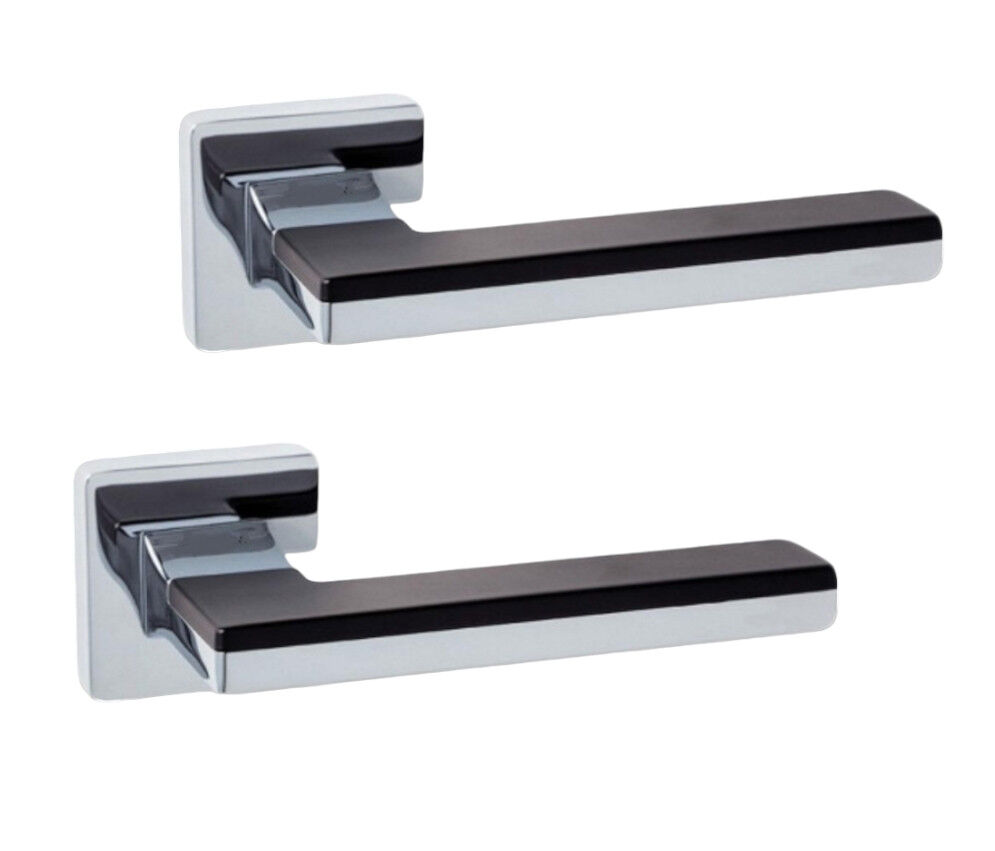 Ручки дверные GENRICH R77.722 CP/BLACK хром/ черная вставка (для межкомнатных/входных дверей)