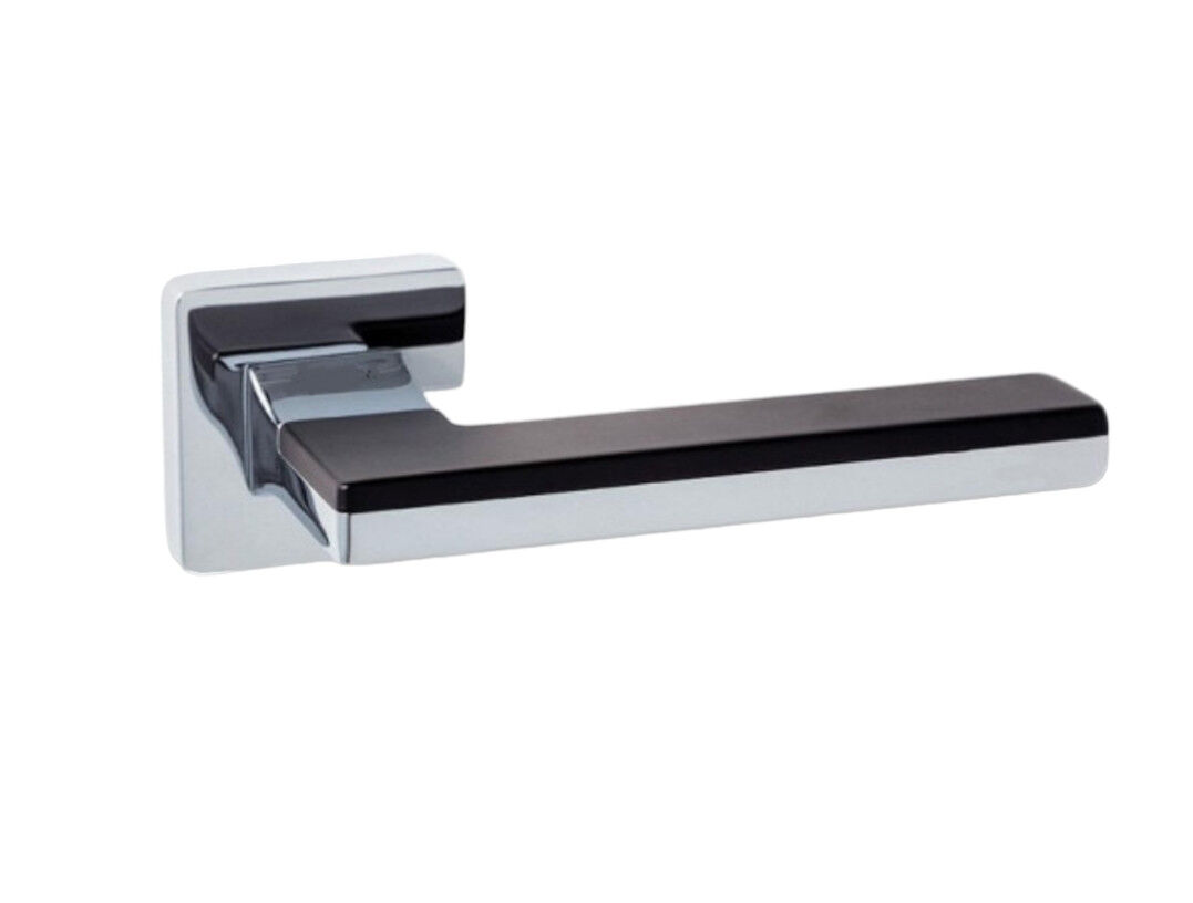 Ручки дверные GENRICH R77.722 CP/BLACK хром/ черная вставка (для межкомнатных/входных дверей)