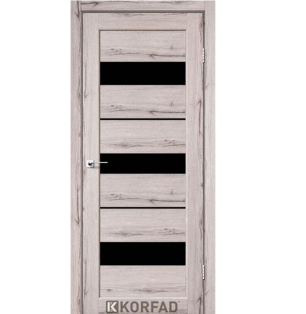 Двері міжкімнатні Корфад/ KORFAD PR-12 Дуб нордік (з чорним склом)