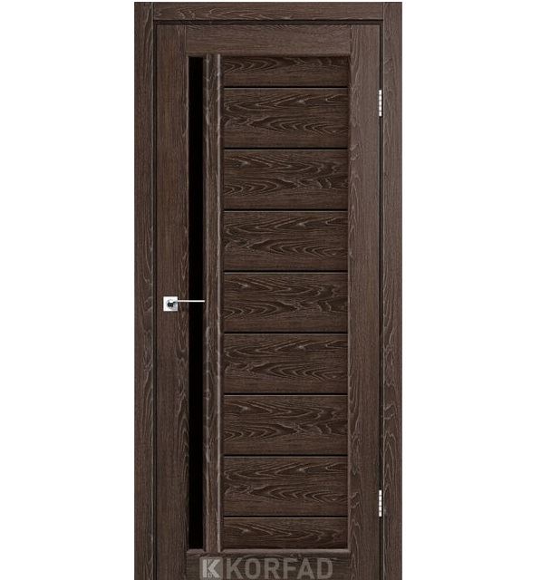 Двері міжкімнатні Корфад/ KORFAD VND-02 Дуб марсала (з чорним склом)