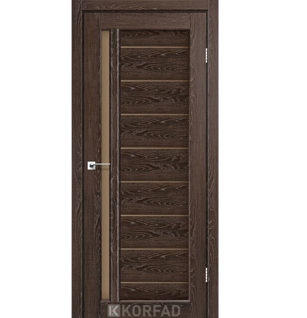Двері міжкімнатні Корфад/ KORFAD VND-02 Дуб марсала (з чорним склом)