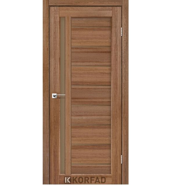 Двери межкомнатные Корфад/ KORFAD VND-02 Дуб браш (с черным стеклом)