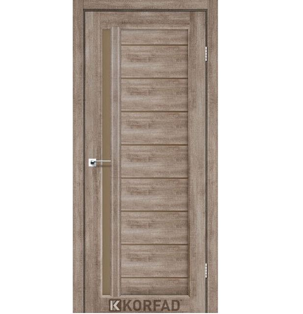 Двері міжкімнатні Корфад/ KORFAD VND-02 Еш-вайт (з чорним склом)