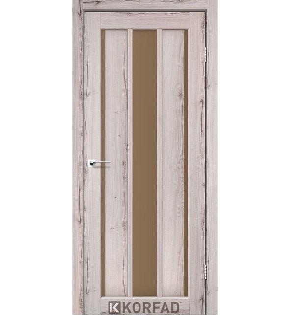 Двері міжкімнатні Корфад/ KORFAD VND-04 Дуб нордик (з чорним склом)