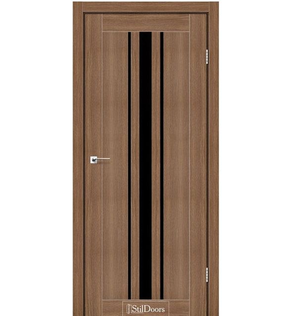Двері міжкімнатні Стільдорс/ StilDoors Arizona - Італійський горіх (з чорним склом)