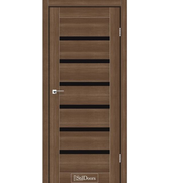 Двери межкомнатные Стильдорс/ StilDoors Florida - Орех золотой (с черным стеклом)