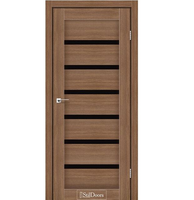 Двері міжкімнатні Стільдорс/ StilDoors Florida - Горіх італійський (з чорним склом)
