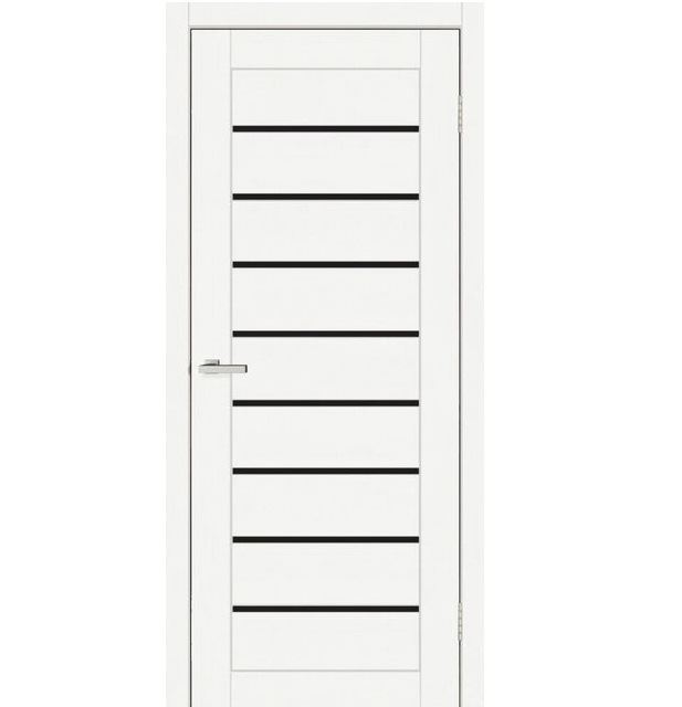 Двери межкомнатные Doors Smart C018 Дуб меренго ПВХ (с черным стеклом)