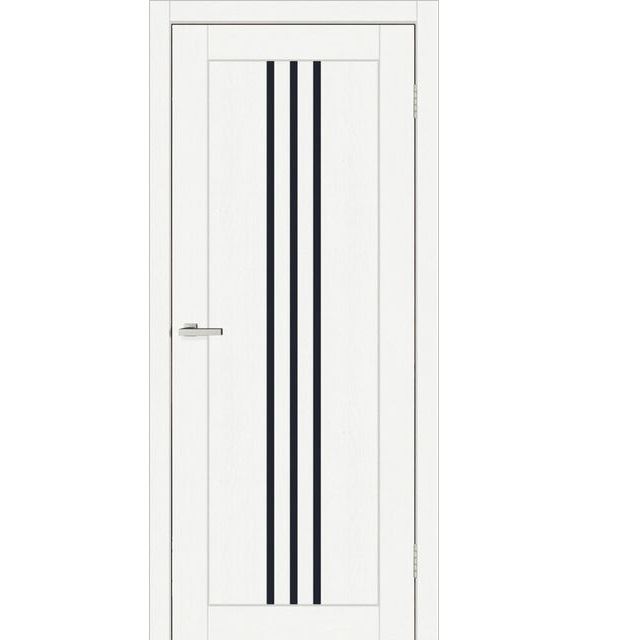 Двері міжкімнатні Doors Smart C049 Дуб меренго ПВХ (з чорним склом)