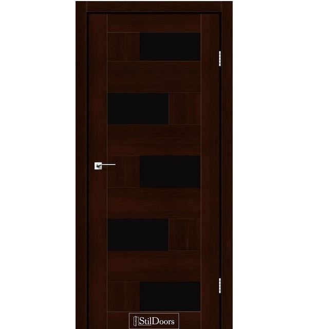 Двері міжкімнатні Стільдорс/ StilDoors Nepal - Каштан (з чорним склом)