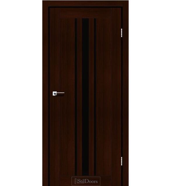 Двері міжкімнатні Стільдорс/ StilDoors Arizona - Каштан (з чорним склом)
