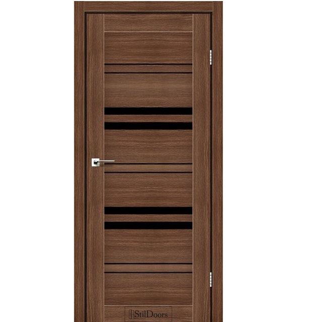 Двери межкомнатные Стильдорс/ StilDoors Slovenia - Орех золотой (с черным стеклом)