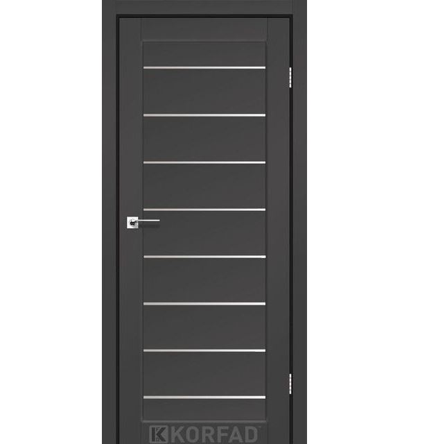 Двері міжкімнатні Корфад/ Korfad PND-01 Super PET антрацит (скло сатин)