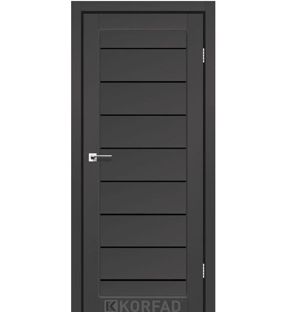 Двері міжкімнатні Корфад/ Korfad PND-01 антрацит Super PET (чорне скло)