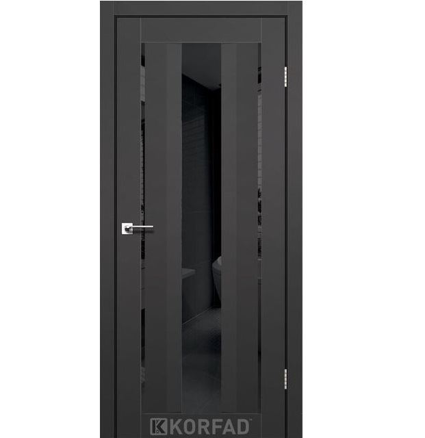 Двері міжкімнатні KORFAD Aliano AL-02 антрацит Super PET (чорне скло)