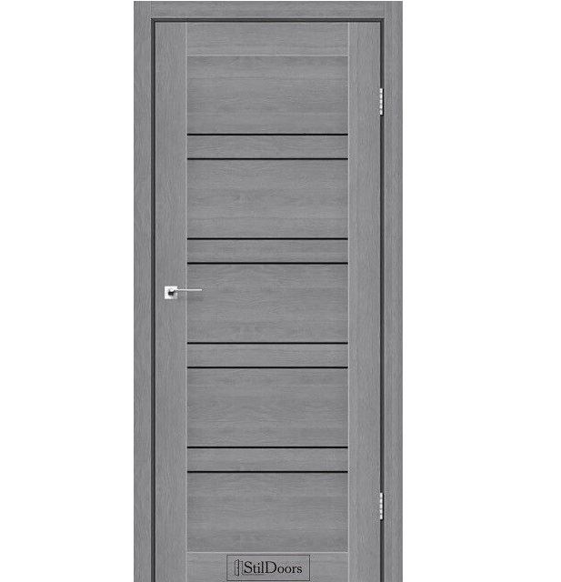 Двері міжкімнатні Стільдорс/ StilDoors Antalia - Дуб Попелястий (з чорним склом)