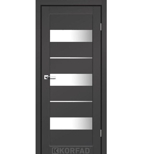 Двери межкомнатные Корфад/ KORFAD PR-12 Super PET антрацит (со стеклом сатин)