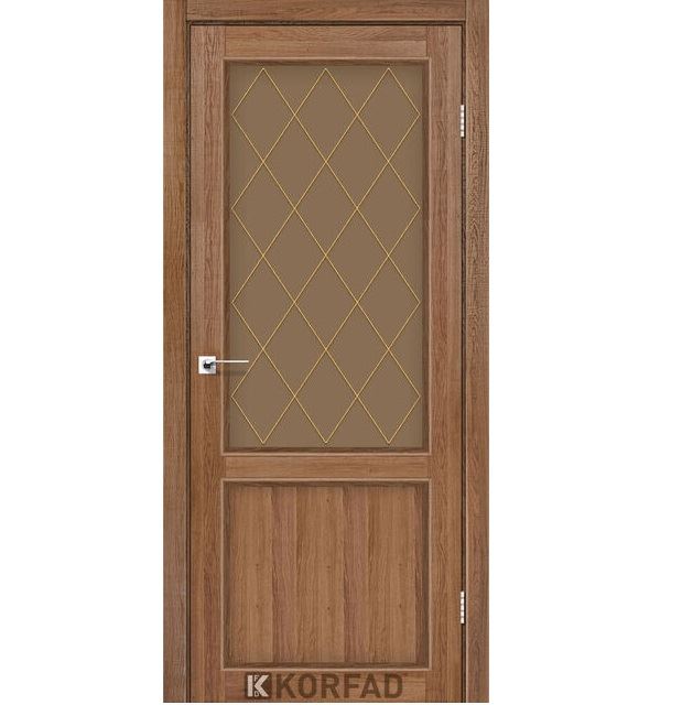 Двері міжкімнатні Korfad CL-02 Дуб браш (скло бронза з малюнком М1/М2)