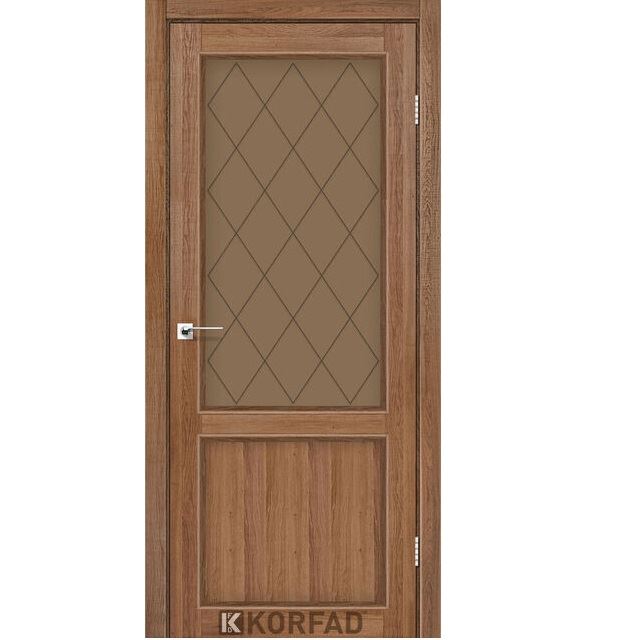 Двері міжкімнатні Korfad CL-02 Дуб браш (скло бронза з малюнком М1/М2)