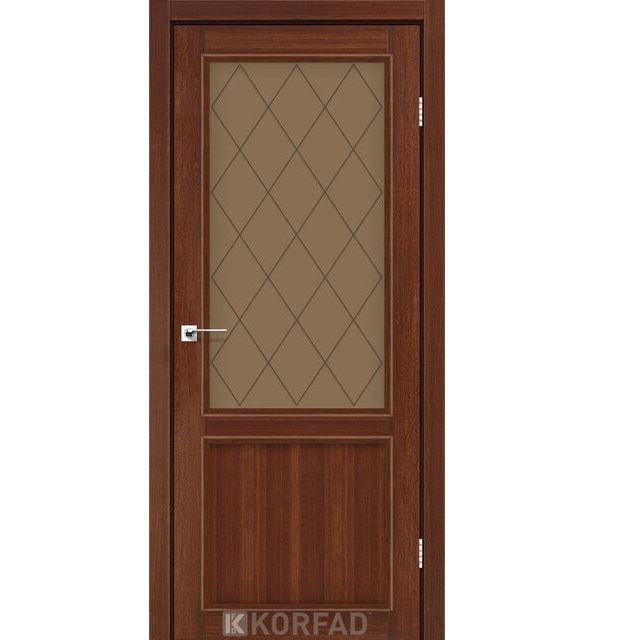 Двері міжкімнатні Korfad CL-02 Горіх (скло бронза з малюнком М1/М2)