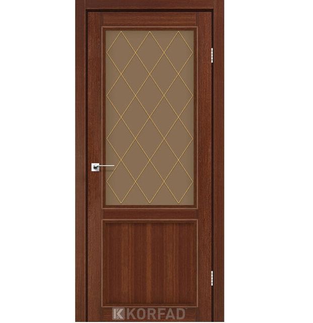 Двері міжкімнатні Korfad CL-02 Горіх (скло бронза з малюнком М1/М2)