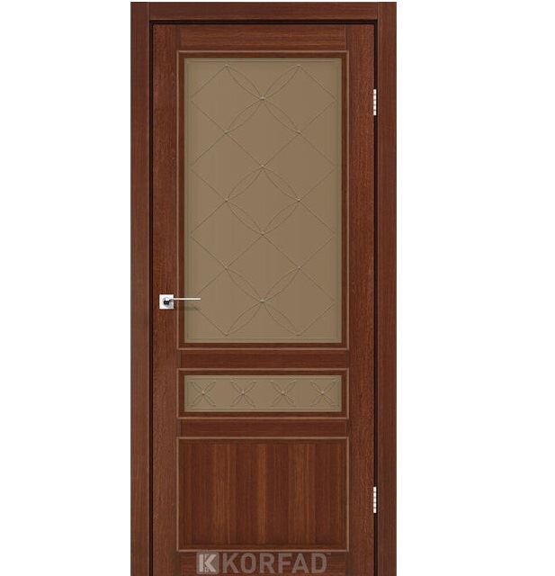 Двері міжкімнатні Korfad CL-05 Горіх (скло бронза з малюнком М1/М2)