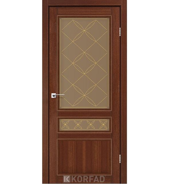 Двері міжкімнатні Korfad CL-05 Горіх (скло бронза з малюнком М1/М2)