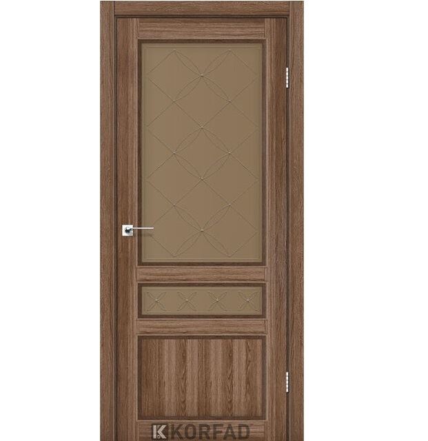 Двері міжкімнатні Korfad CL-05 Дуб грей (скло бронза з малюнком М1/М2)