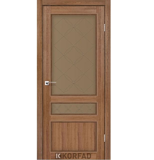 Двері міжкімнатні Korfad CL-05 Дуб браш (скло бронза з малюнком М1/М2)
