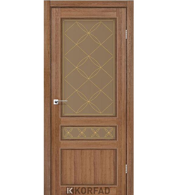 Двері міжкімнатні Korfad CL-05 Дуб браш (скло бронза з малюнком М1/М2)
