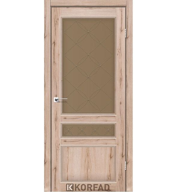 Двері міжкімнатні Korfad CL-05 Дуб тобакко (скло бронза з малюнком М1/М2)