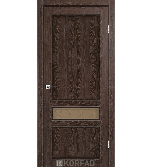 Двері міжкімнатні Korfad CL-07 Дуб марсала (скло бронза з малюнком М1/М2)
