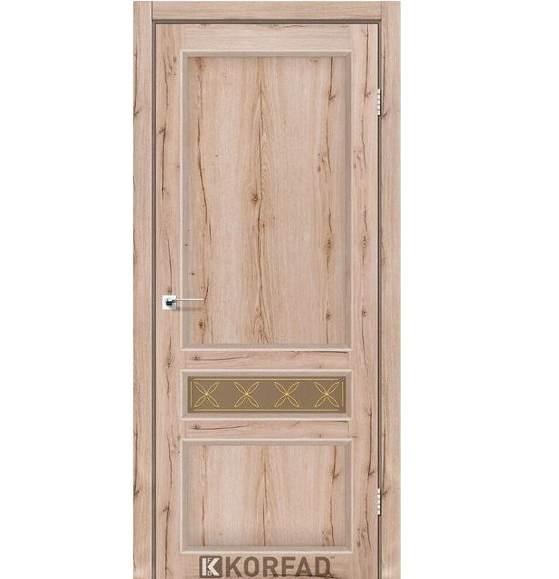 Двері міжкімнатні Korfad CL-07 Дуб тобакко (скло бронза з малюнком М1/М2)