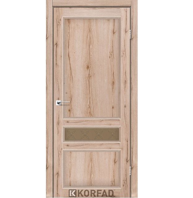 Двері міжкімнатні Korfad CL-07 Дуб тобакко (скло бронза з малюнком М1/М2)