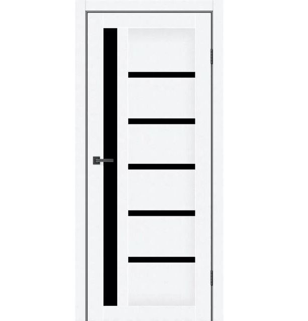 Двері міжкімнатні MSDoors Orlean Арктик (з чорним склом)