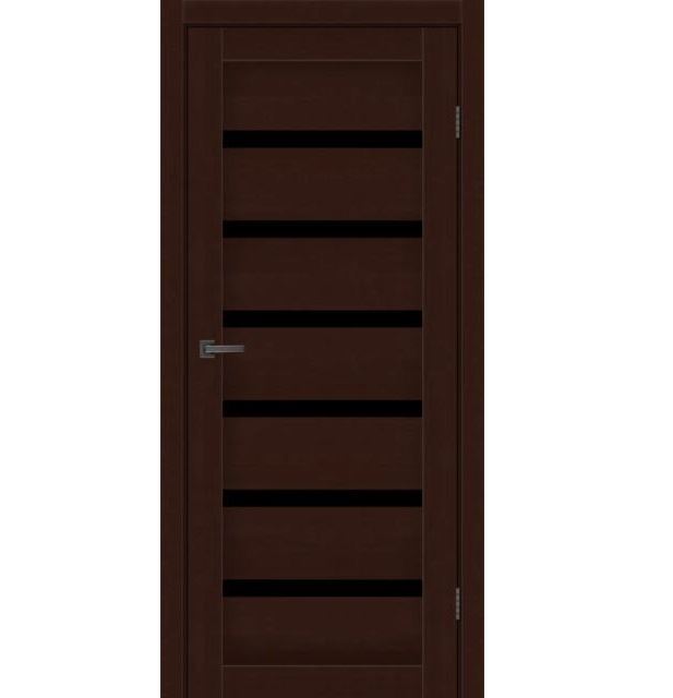 Двері міжкімнатні MSDoors Louisiana Горіх темний (з чорним склом)