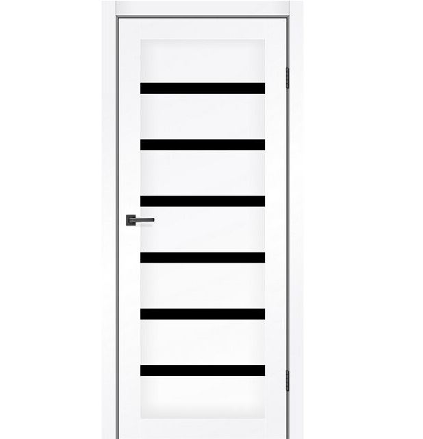 Двері міжкімнатні MSDoors Louisiana Білий матовий (з чорним склом)