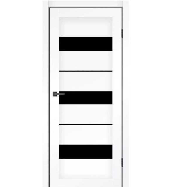 Двері міжкімнатні MSDoors Vegas Білий матовий (з чорним склом)