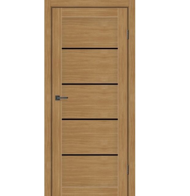 Двері міжкімнатні MSDoors Montana Дуб золотий (з чорним склом)
