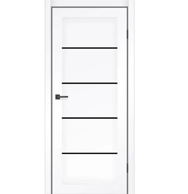 Двері міжкімнатні MSDoors Montana Білий матовий (з чорним склом)