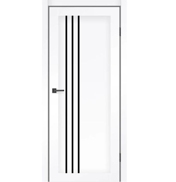 Двері міжкімнатні MSDoors Nevada Білий матовий (з чорним склом)