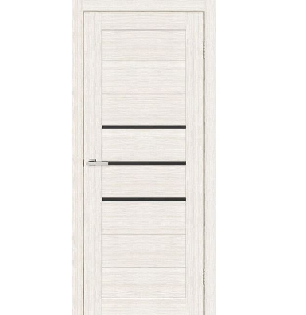 Двері міжкімнатні Оміс Cortex Deco 06 Дуб Bianco з чорним склом