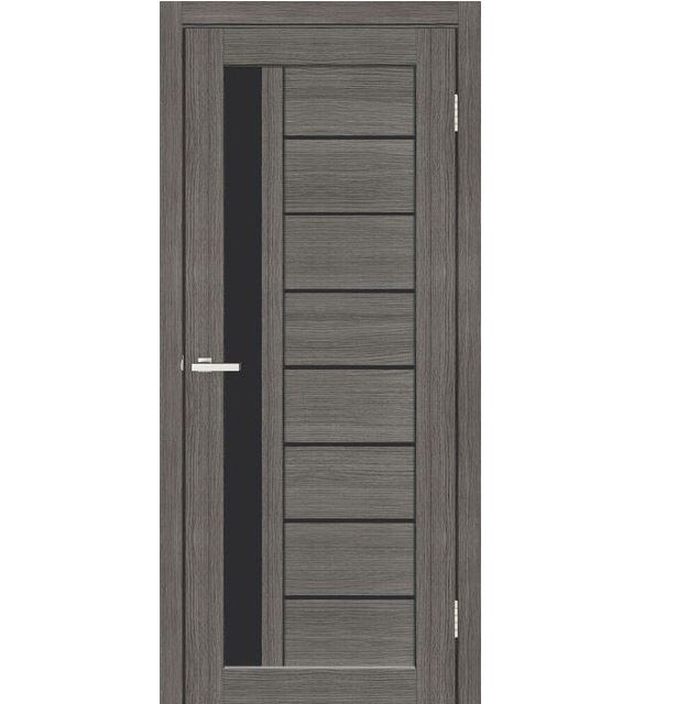 Двери межкомнатные Омис Cortex Deco 09 Дуб Ash (черное стекло)