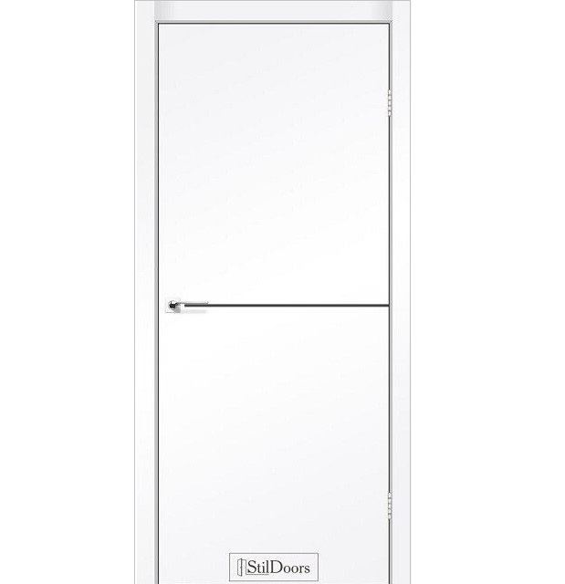Двері міжкімнатні StilDoors Loft Aluminium - Білий матовий ПП (глухі-щитові)