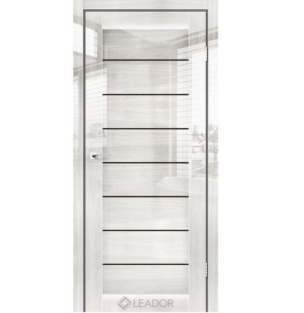 Двери межкомнатные Leador Gloss Ronda - Глянец Оксфорд (с черным стеклом)